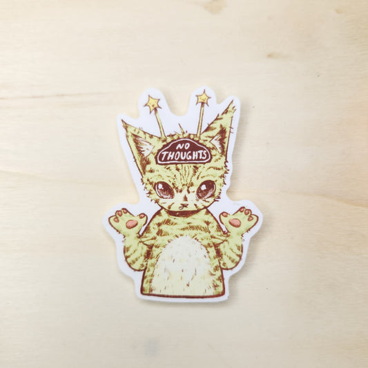 "No thoughts" Alien Cat Sticker